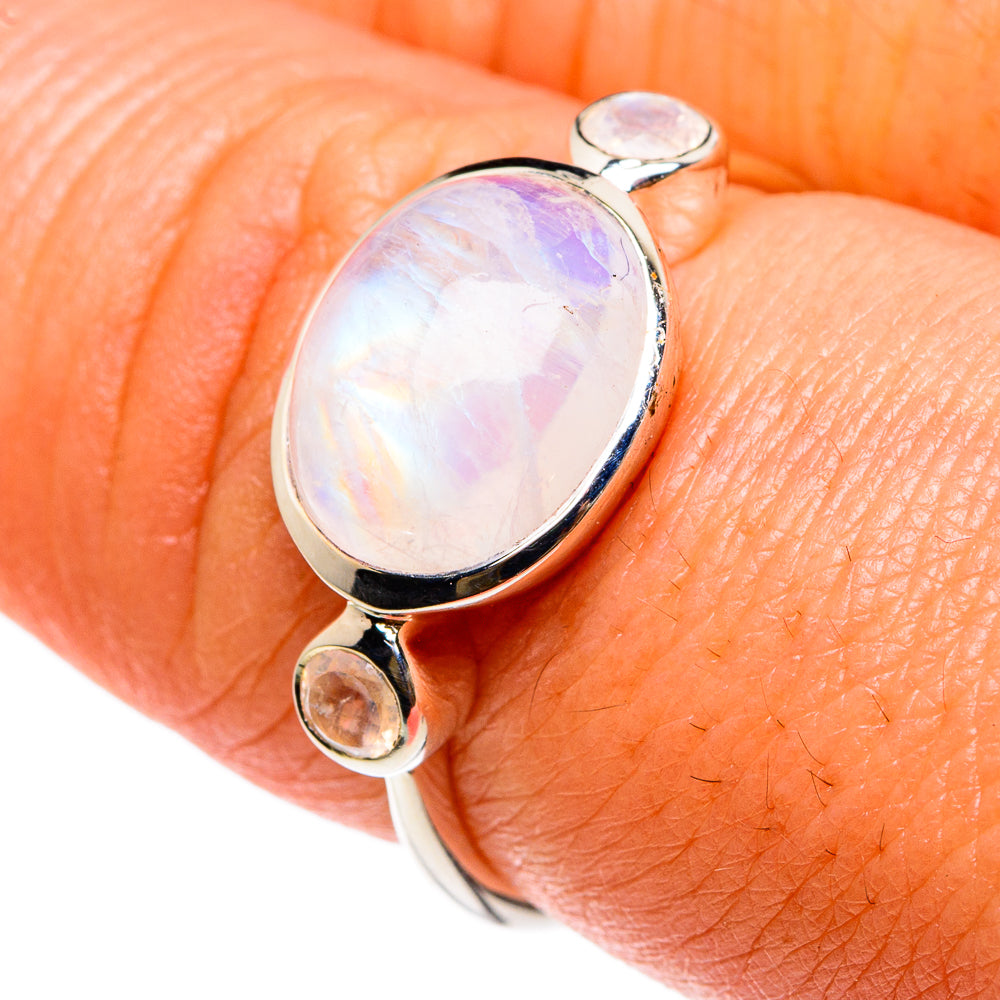 Rainbow Moonstone Rings handcrafted by Ana Silver Co - RING83022