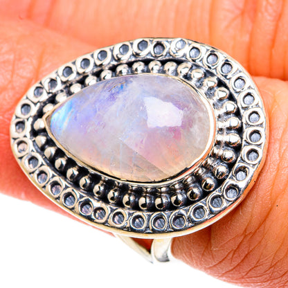 Rainbow Moonstone Rings handcrafted by Ana Silver Co - RING83055