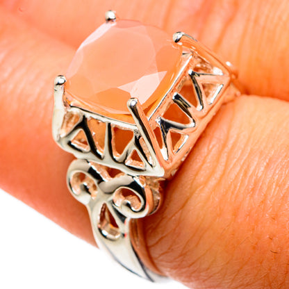 Peach Moonstone Rings handcrafted by Ana Silver Co - RING83073