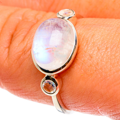 Rainbow Moonstone Rings handcrafted by Ana Silver Co - RING83087