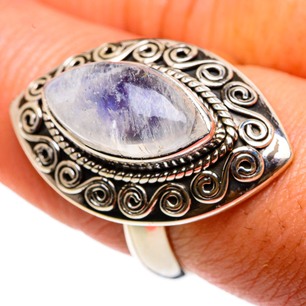 Rainbow Moonstone Rings handcrafted by Ana Silver Co - RING83088