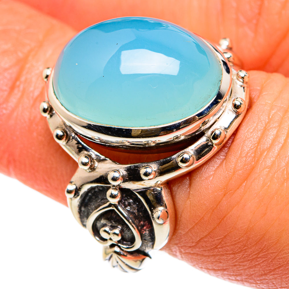 Aqua Chalcedony Rings handcrafted by Ana Silver Co - RING83095