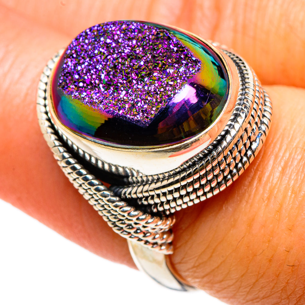 Titanium Druzy Rings handcrafted by Ana Silver Co - RING83114