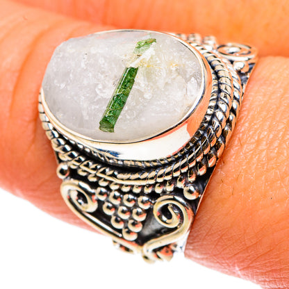 Green Tourmaline In Quartz Rings handcrafted by Ana Silver Co - RING83119