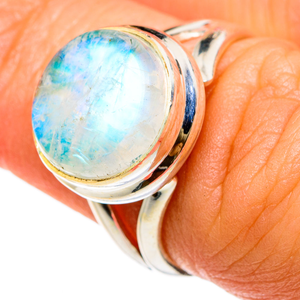 Rainbow Moonstone Rings handcrafted by Ana Silver Co - RING83131