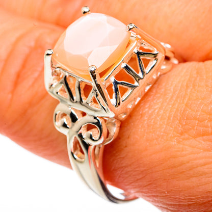 Peach Moonstone Rings handcrafted by Ana Silver Co - RING83137