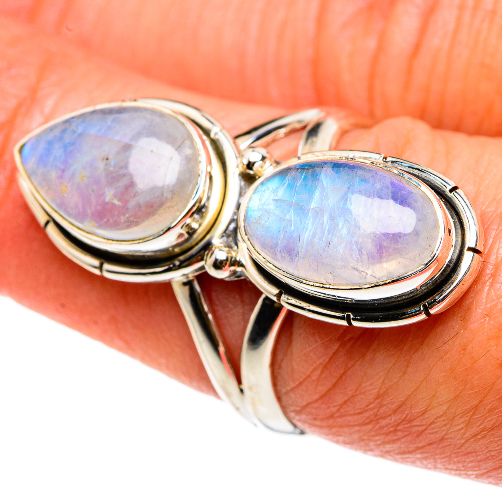 Rainbow Moonstone Rings handcrafted by Ana Silver Co - RING83149