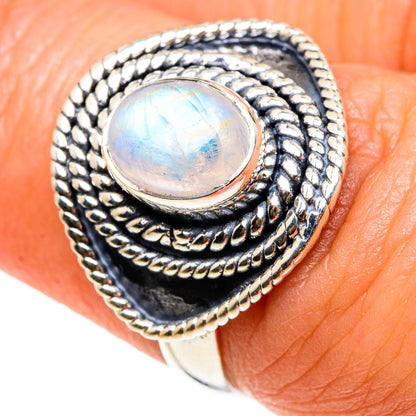 Rainbow Moonstone Rings handcrafted by Ana Silver Co - RING83150