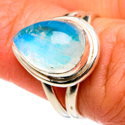 Rainbow Moonstone Rings handcrafted by Ana Silver Co - RING83158