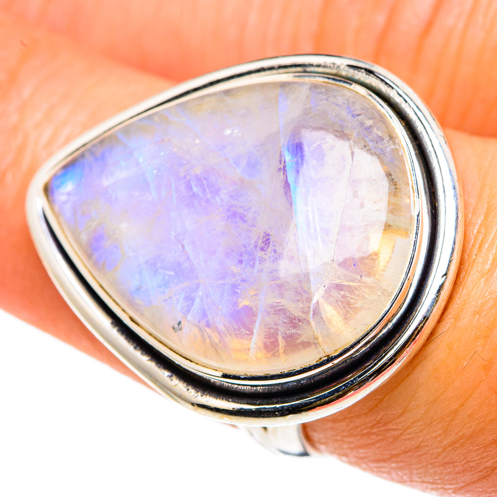 Rainbow Moonstone Rings handcrafted by Ana Silver Co - RING83183
