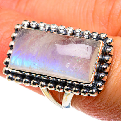 Rainbow Moonstone Rings handcrafted by Ana Silver Co - RING83184