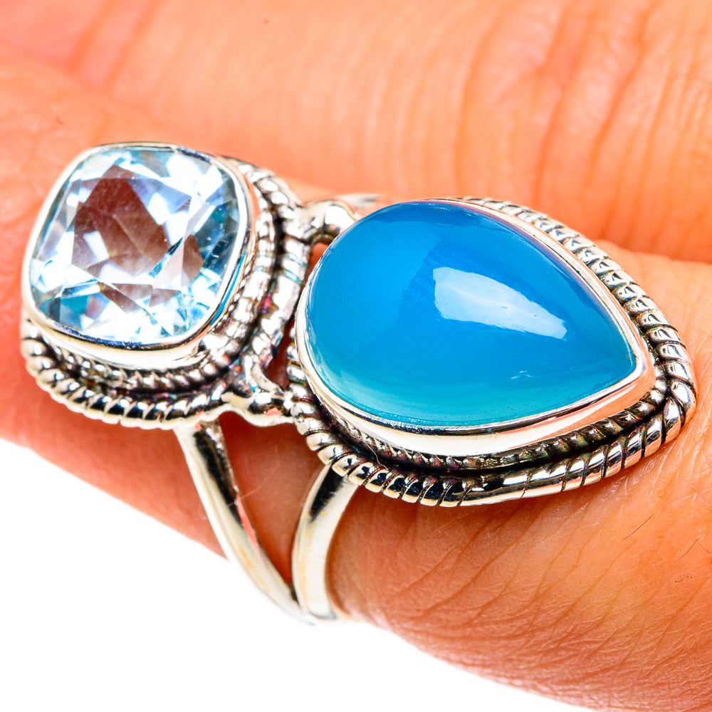 Aqua Chalcedony Rings handcrafted by Ana Silver Co - RING83195