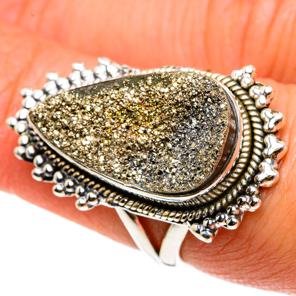 Spectro Pyrite Druzy Rings handcrafted by Ana Silver Co - RING83213