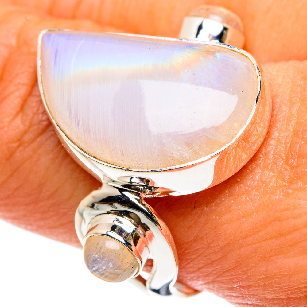 Rainbow Moonstone Rings handcrafted by Ana Silver Co - RING83220
