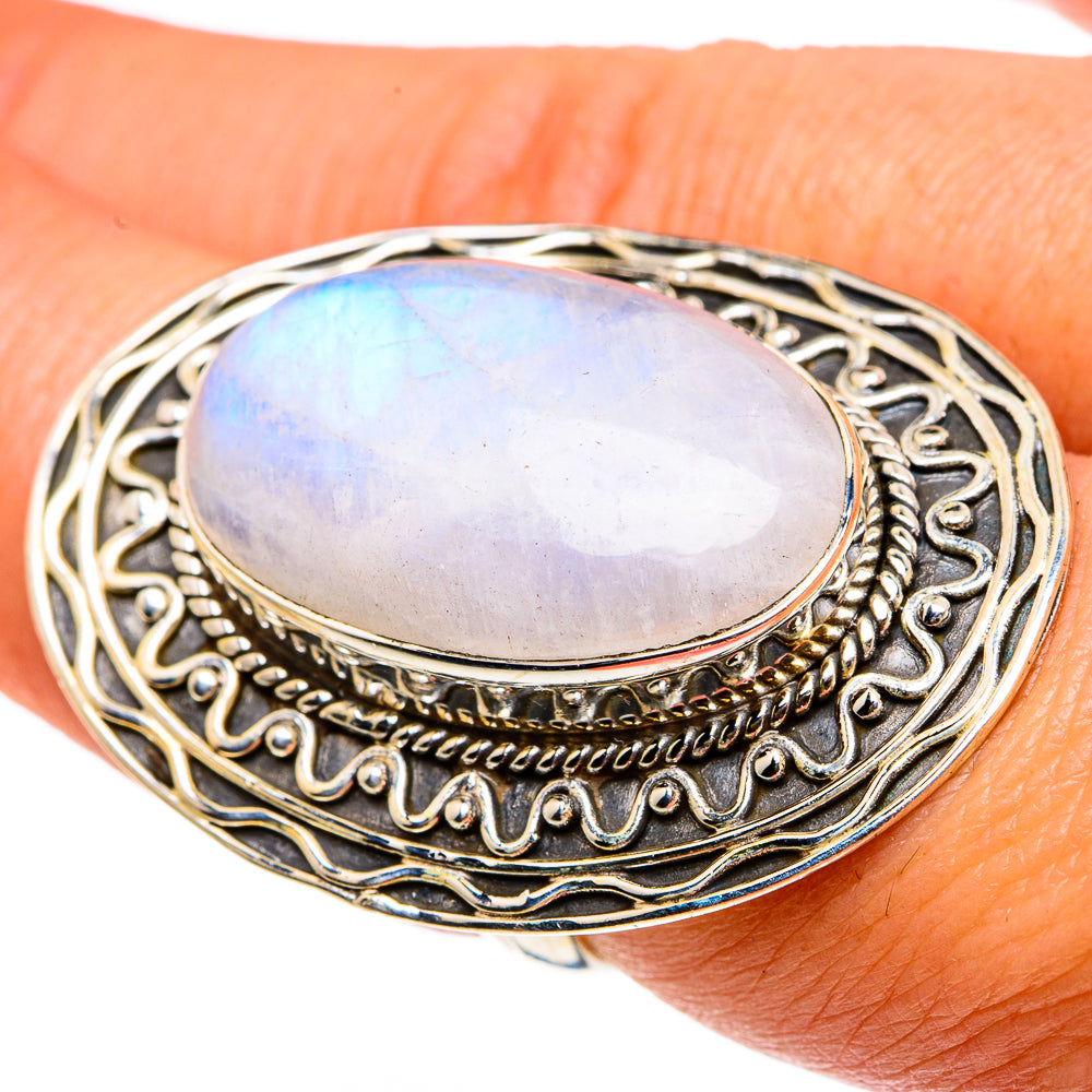Rainbow Moonstone Rings handcrafted by Ana Silver Co - RING83221