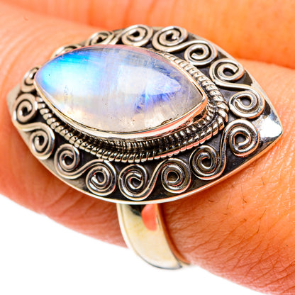 Rainbow Moonstone Rings handcrafted by Ana Silver Co - RING83256