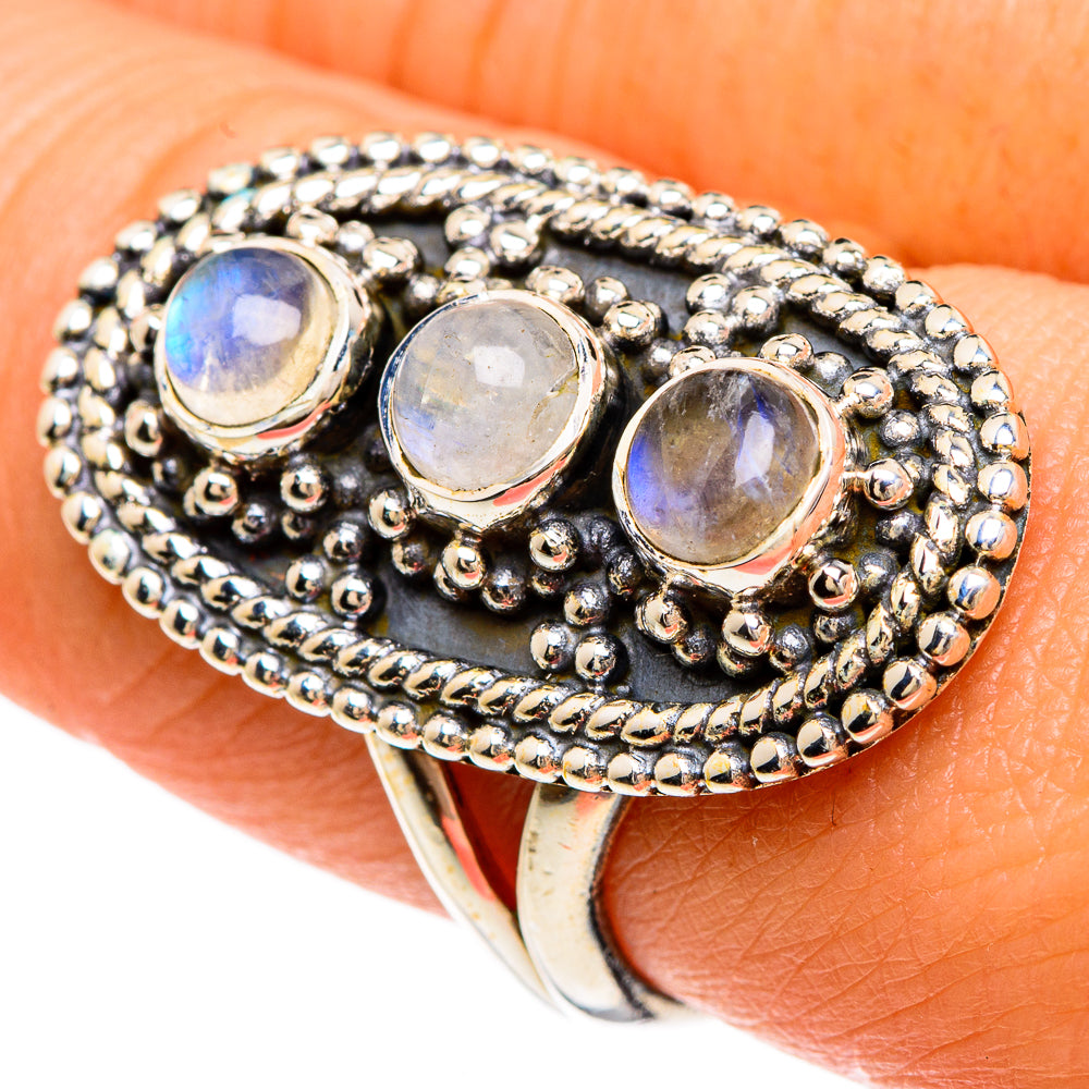 Rainbow Moonstone Rings handcrafted by Ana Silver Co - RING83292