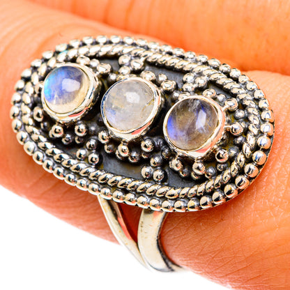 Rainbow Moonstone Rings handcrafted by Ana Silver Co - RING83292