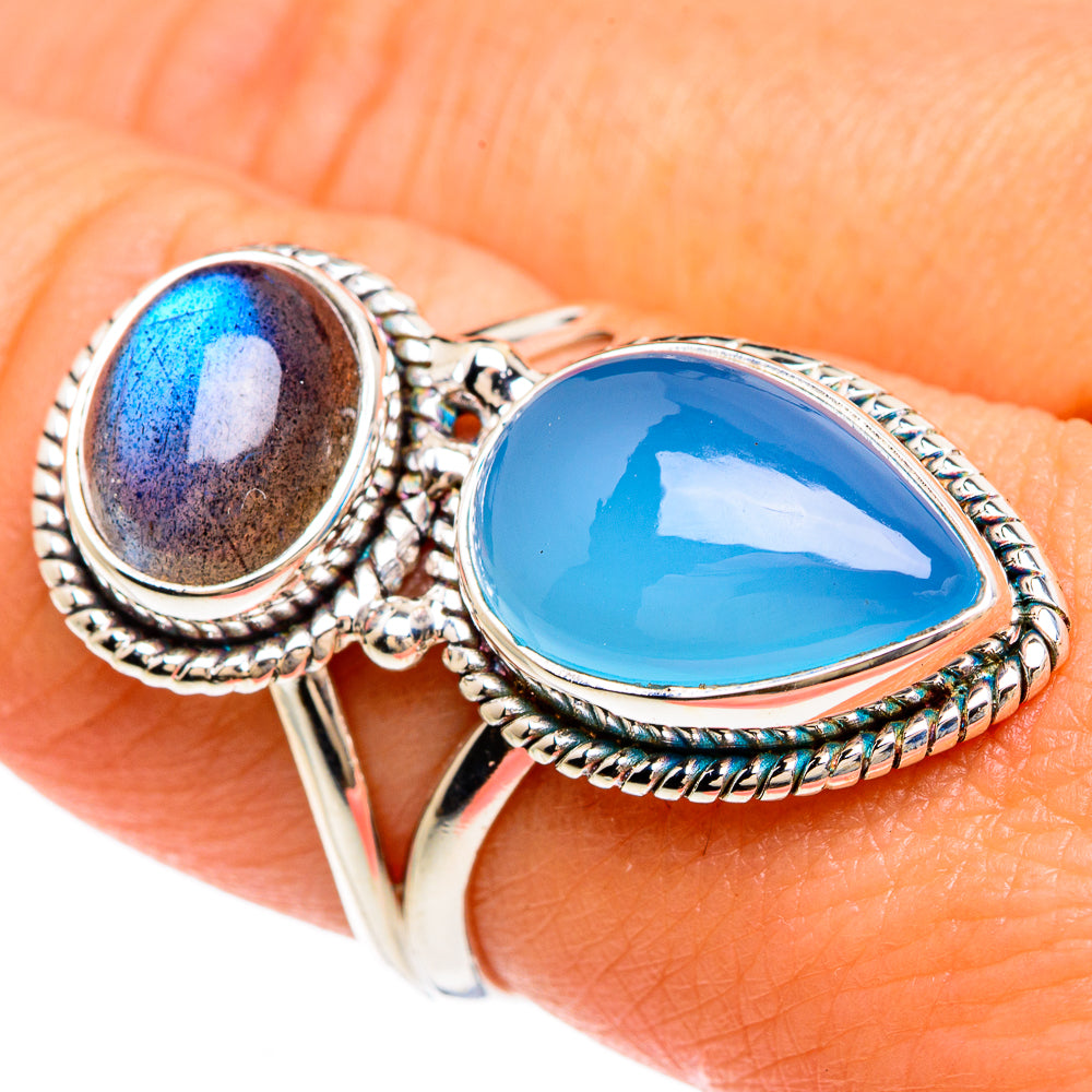 Aqua Chalcedony Rings handcrafted by Ana Silver Co - RING83301