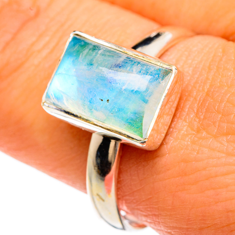 Rainbow Moonstone Rings handcrafted by Ana Silver Co - RING83304