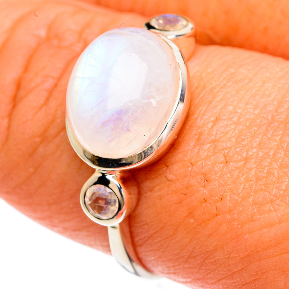 Rainbow Moonstone Rings handcrafted by Ana Silver Co - RING83331