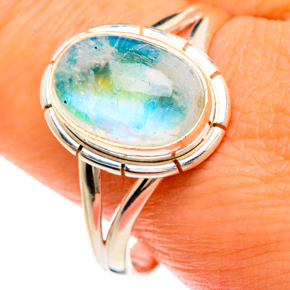 Rainbow Moonstone Rings handcrafted by Ana Silver Co - RING83378