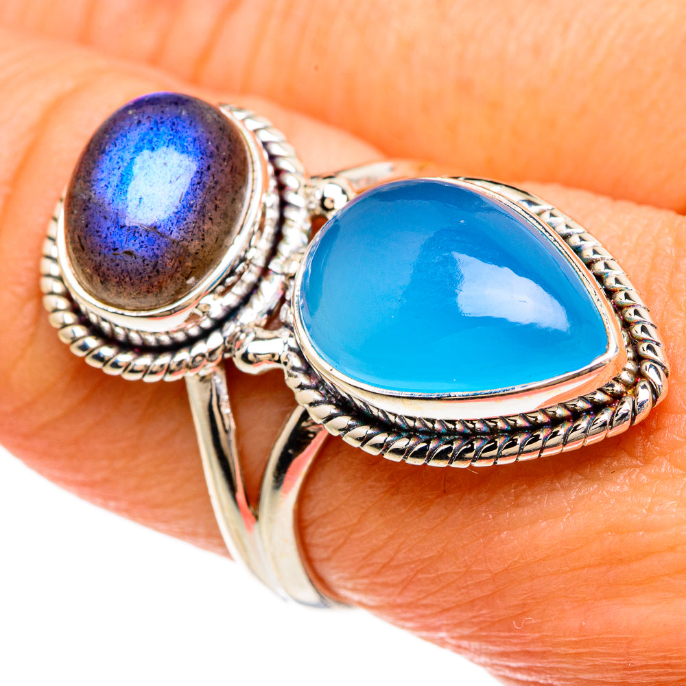 Aqua Chalcedony Rings handcrafted by Ana Silver Co - RING83407