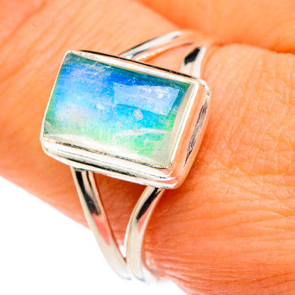 Rainbow Moonstone Rings handcrafted by Ana Silver Co - RING83413