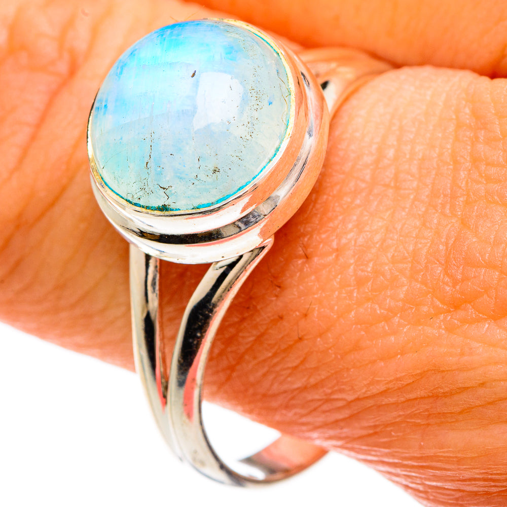 Rainbow Moonstone Rings handcrafted by Ana Silver Co - RING83416