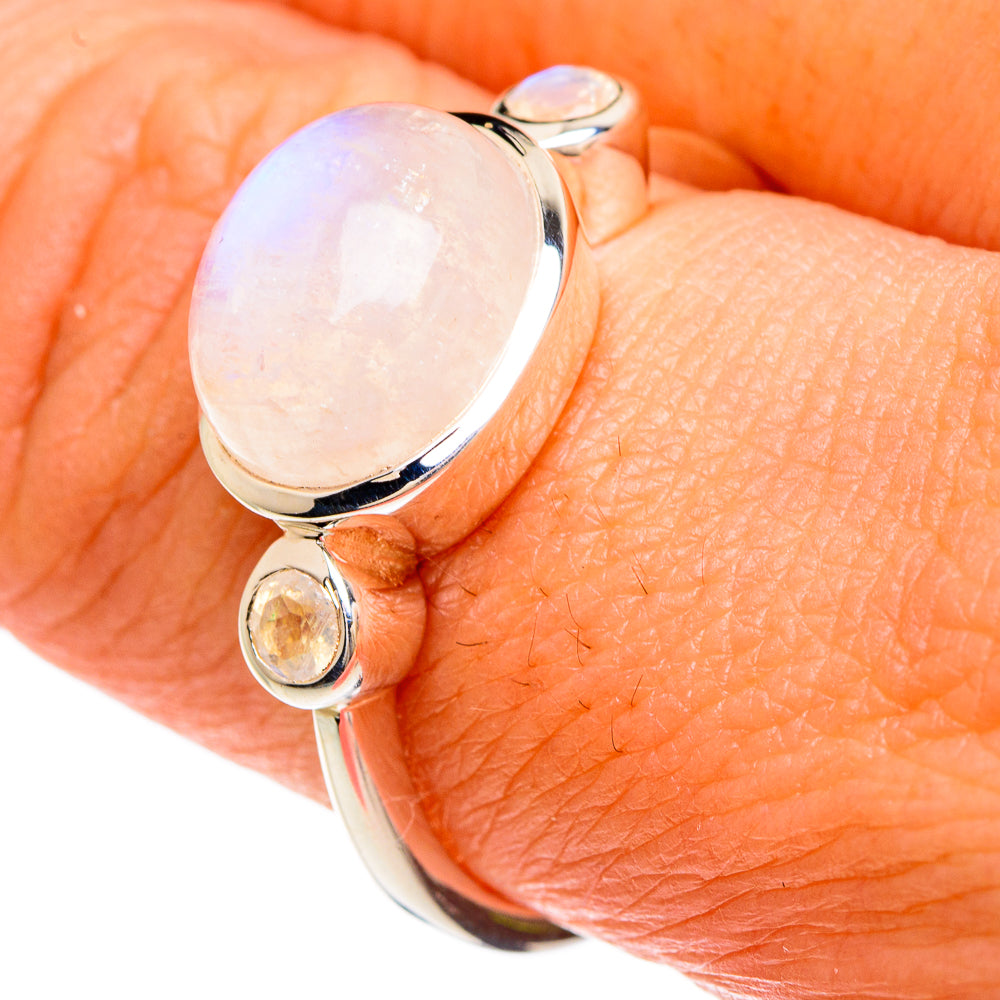 Rainbow Moonstone Rings handcrafted by Ana Silver Co - RING83438