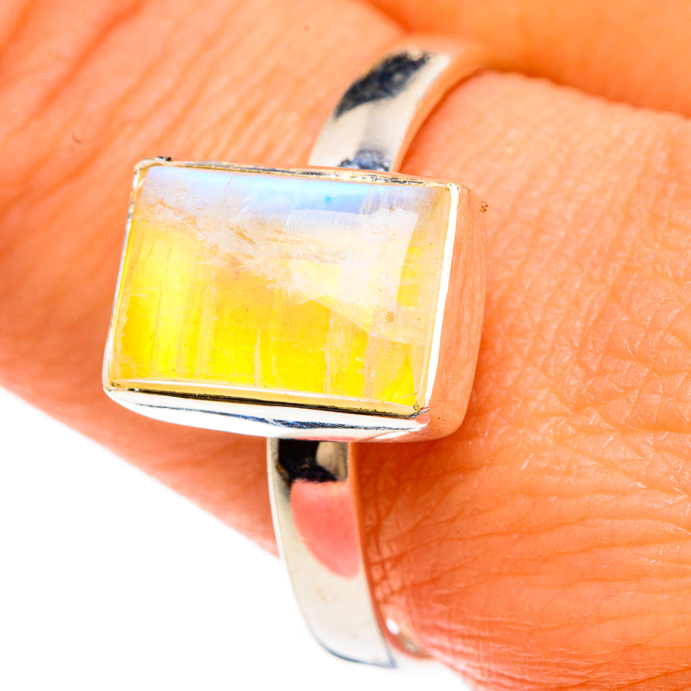 Yellow Moonstone Rings handcrafted by Ana Silver Co - RING83444
