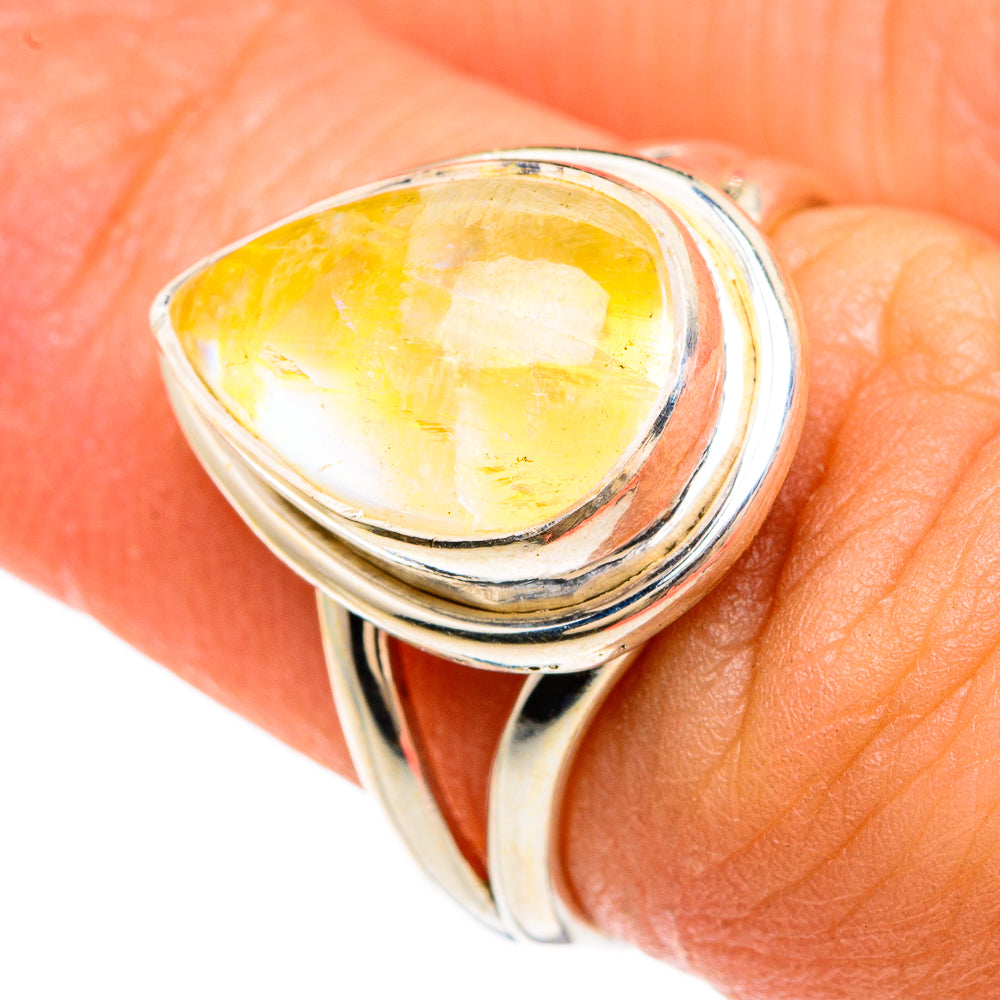 Yellow Moonstone Rings handcrafted by Ana Silver Co - RING83445