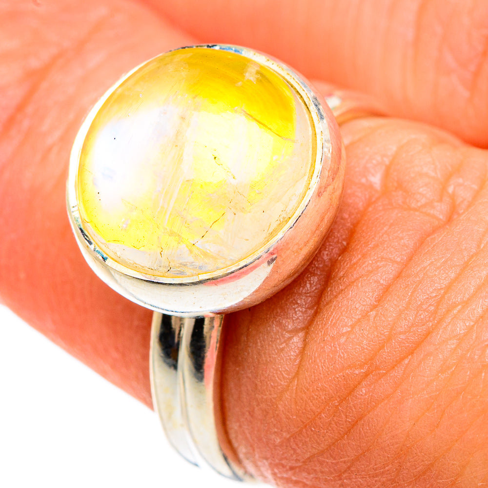 Yellow Moonstone Rings handcrafted by Ana Silver Co - RING83446