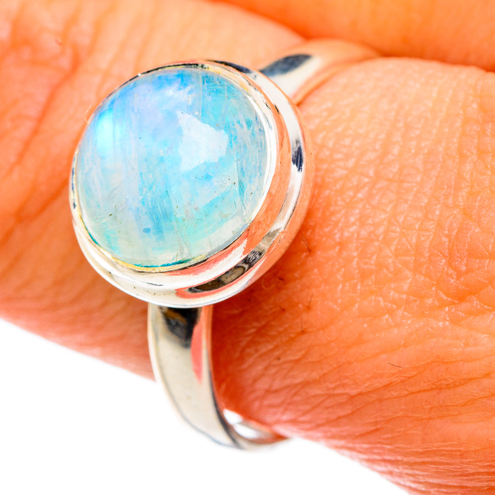Rainbow Moonstone Rings handcrafted by Ana Silver Co - RING83456