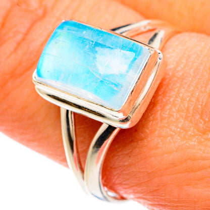 Rainbow Moonstone Rings handcrafted by Ana Silver Co - RING83457