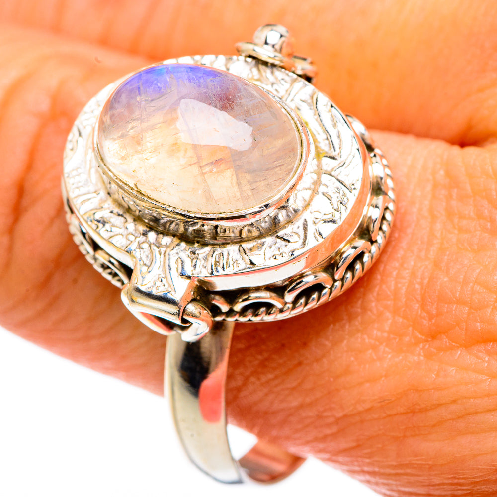 Rainbow Moonstone Rings handcrafted by Ana Silver Co - RING83474