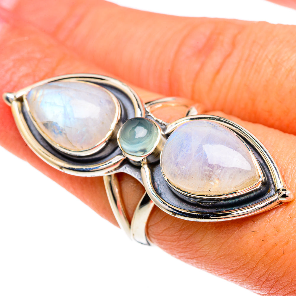 Rainbow Moonstone Rings handcrafted by Ana Silver Co - RING83475