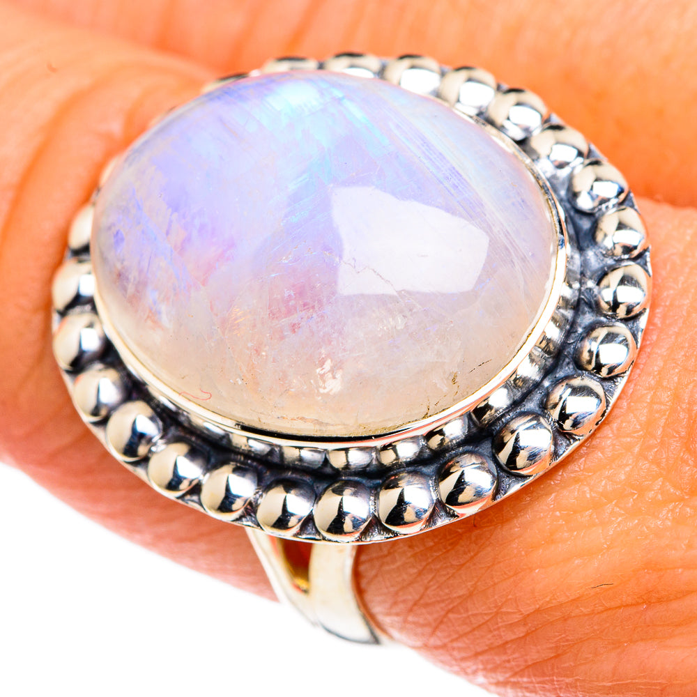 Rainbow Moonstone Rings handcrafted by Ana Silver Co - RING83476