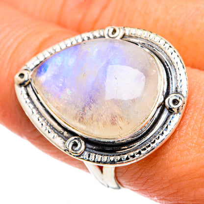 Rainbow Moonstone Rings handcrafted by Ana Silver Co - RING83511