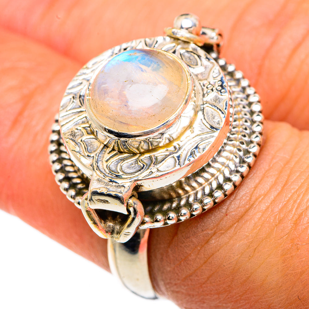 Rainbow Moonstone Rings handcrafted by Ana Silver Co - RING83515