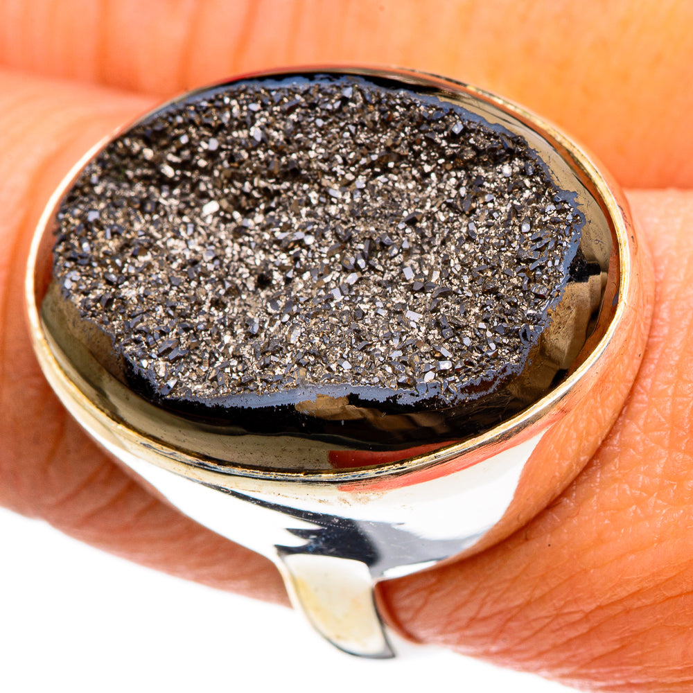 Spectro Pyrite Druzy Rings handcrafted by Ana Silver Co - RING83537