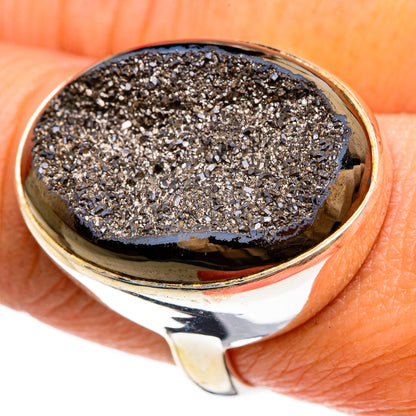 Spectro Pyrite Druzy Rings handcrafted by Ana Silver Co - RING83537