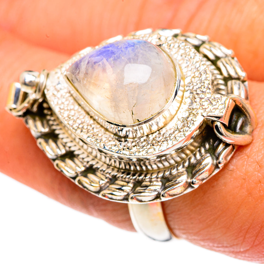 Rainbow Moonstone Rings handcrafted by Ana Silver Co - RING83549