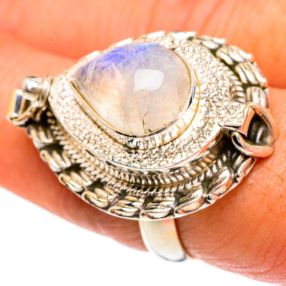 Rainbow Moonstone Rings handcrafted by Ana Silver Co - RING83549