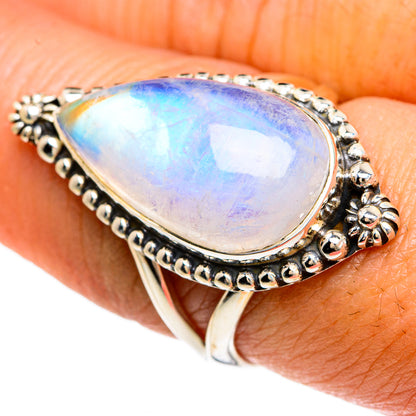 Rainbow Moonstone Rings handcrafted by Ana Silver Co - RING83550