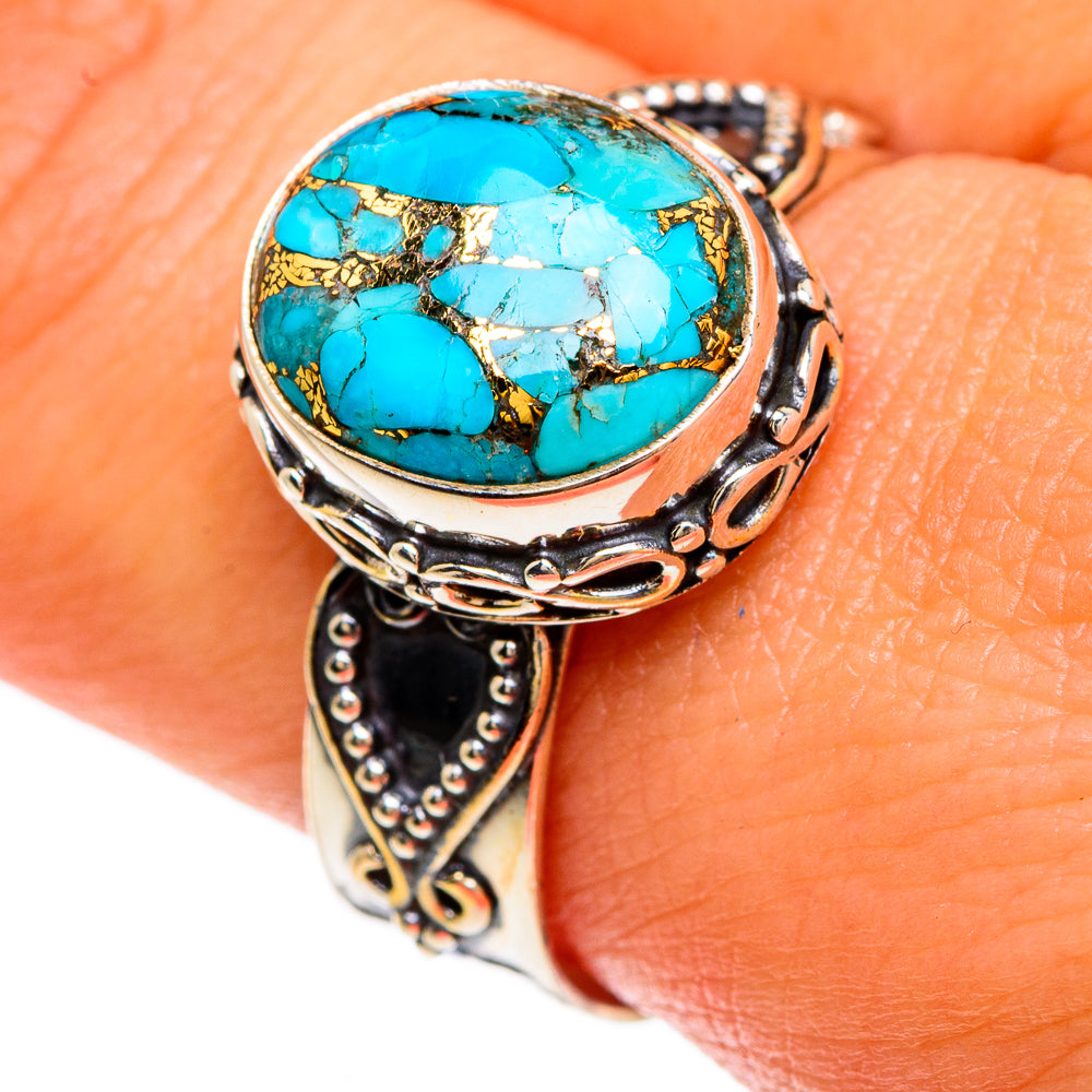 Blue Copper Composite Turquoise Rings handcrafted by Ana Silver Co - RING83561