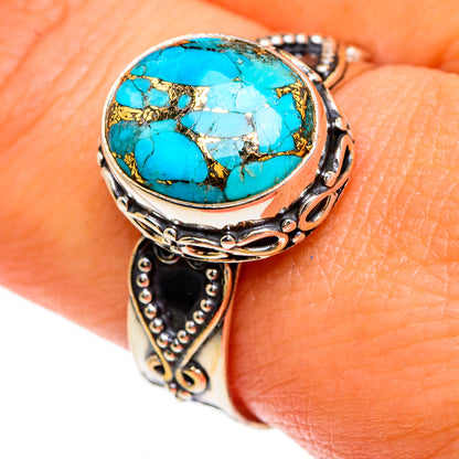 Blue Copper Composite Turquoise Rings handcrafted by Ana Silver Co - RING83561