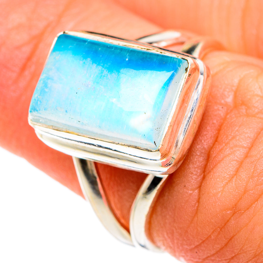 Rainbow Moonstone Rings handcrafted by Ana Silver Co - RING83568