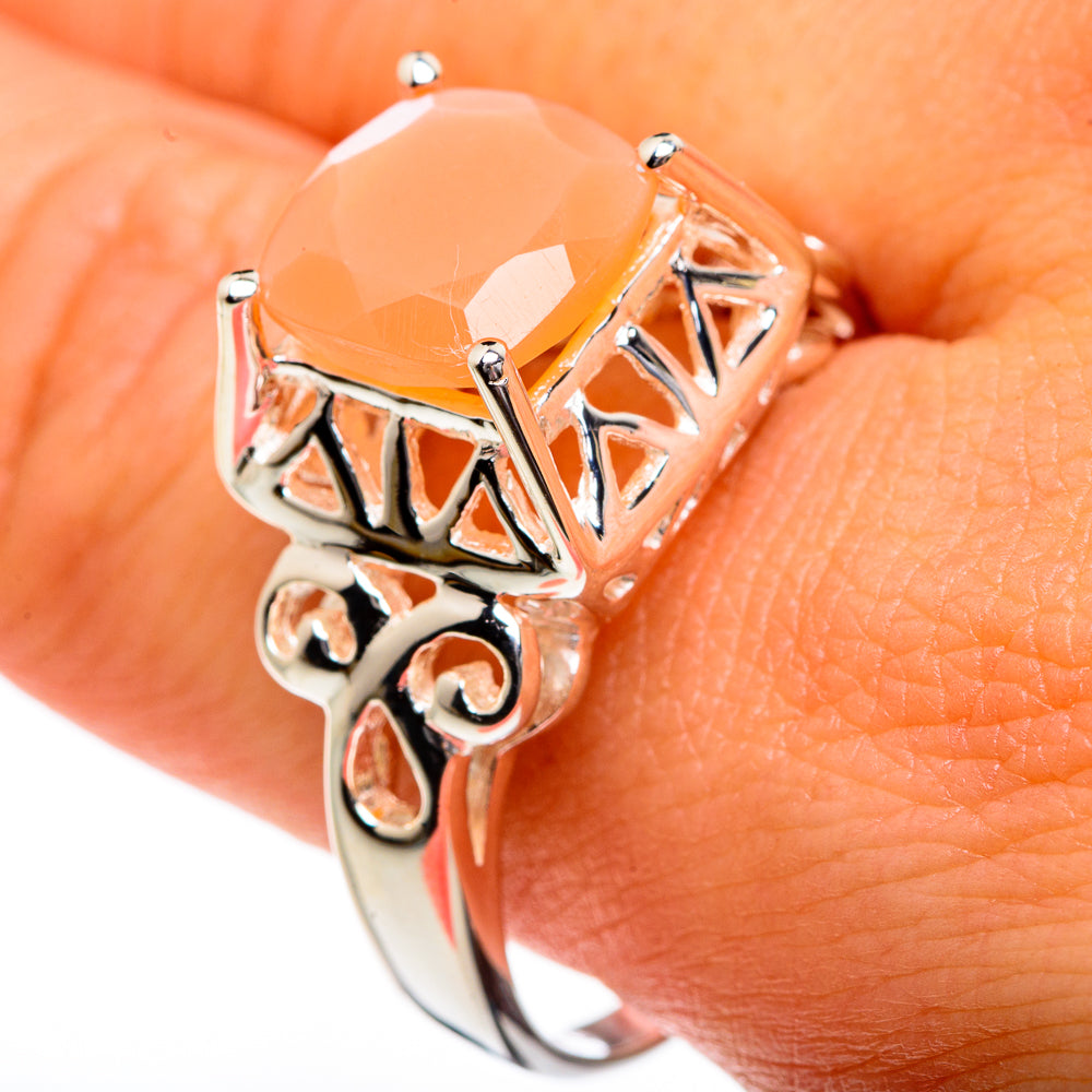 Peach Moonstone Rings handcrafted by Ana Silver Co - RING83575