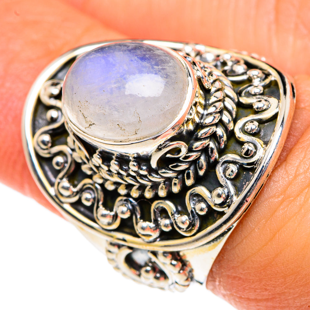 Rainbow Moonstone Rings handcrafted by Ana Silver Co - RING83592